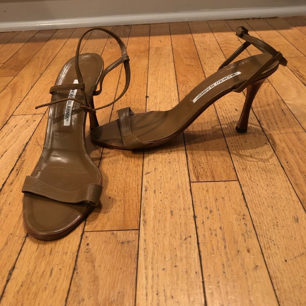 Manolo Blahnik Brown Strappy Heels 38.5